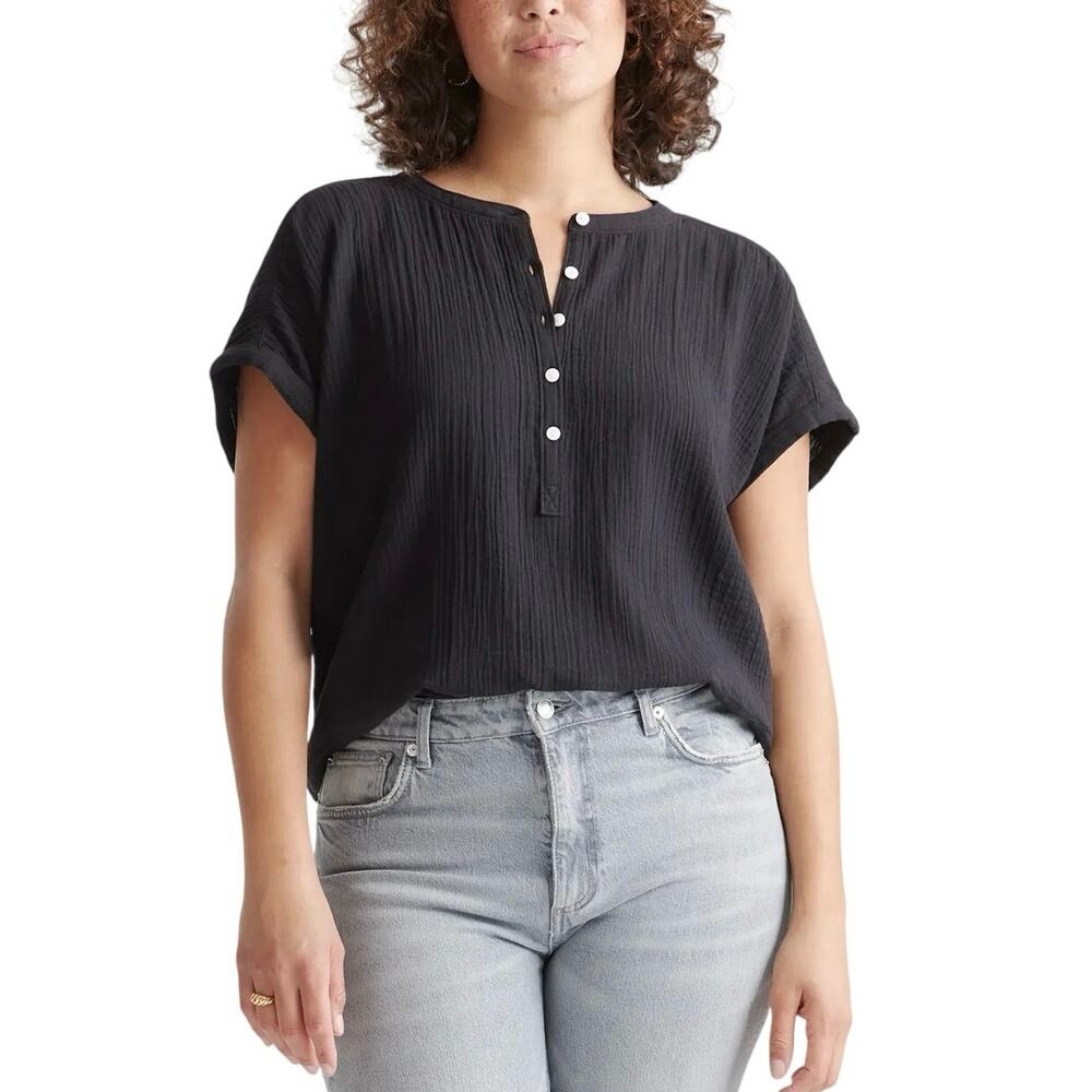 Quince 100% Organic Cotton Gauze Roll Sleeve Shirt - M